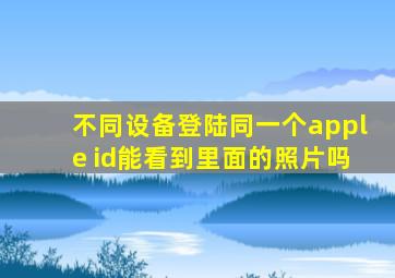 不同设备登陆同一个apple id能看到里面的照片吗